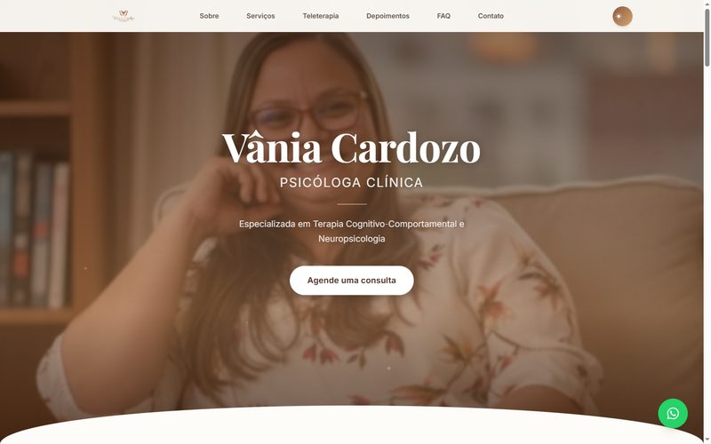Site da Psicologa Vania, presenca digital com agendamento online