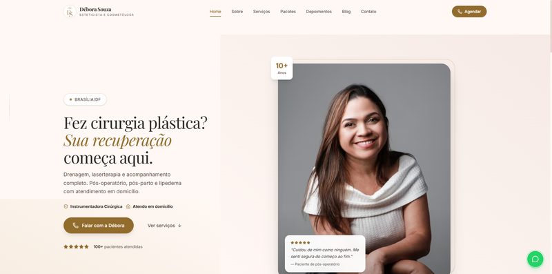Site da Debora Souza, estetica e pos-operatorio em Brasilia