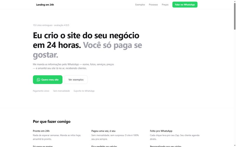 Pagina inicial do Seusitehoje, plataforma SaaS de landing pages